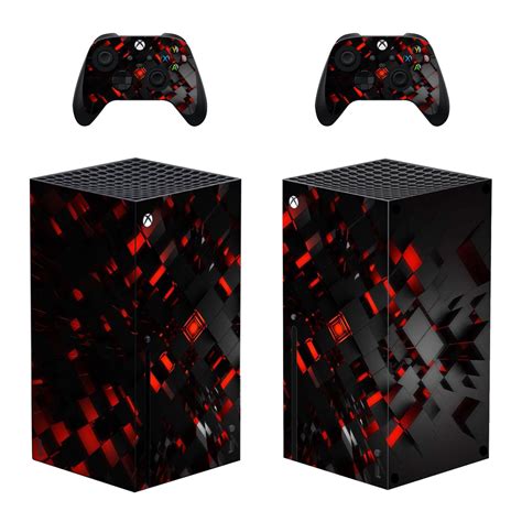 3d Red And Black Cubes Aesthetic Pattern Skin Sticker For Xbox Series X
