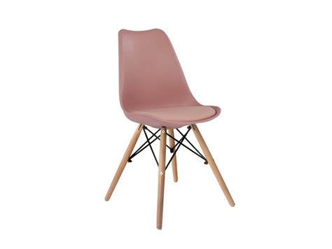 Silla Color Rosa Nude Con Patas Madera