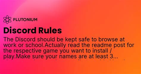 Discord Rules Plutonium Project