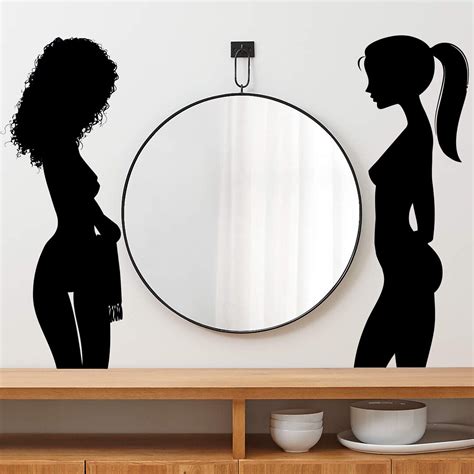 Set Of 2 Girls Wall Decal Nude Art Wall Sticker Bathroom Bathtub Wall Decor Naked Woman Art