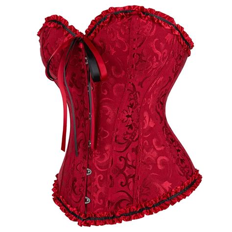 Women Corsets Bustiers Floral Lace Up Boned Tops Vintage Sexy Corsets Gothic Satin Lingerie