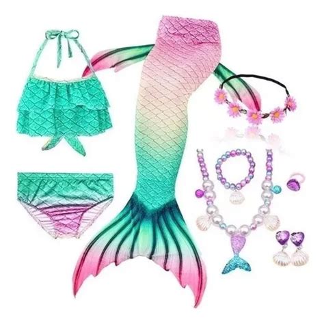 Cola De Sirena Infantil Con Bikini Y Regalos Sin Aletas Meses sin interés