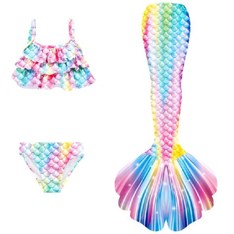 Hienoo Big Girls 3 Piece Swimsuit Bathing Suits Bikini Fish Tail Set Beach Swimwear Walmart
