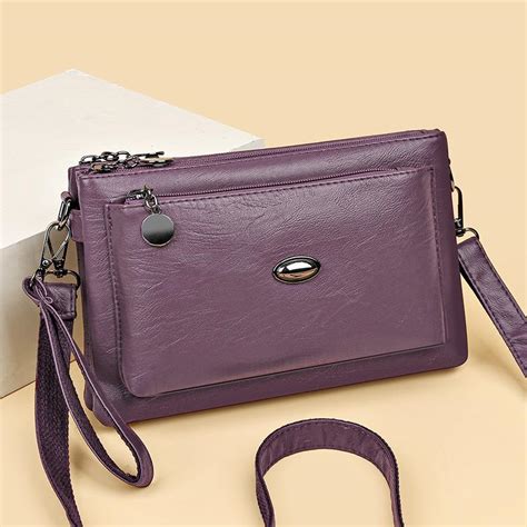 Купить Мягкая кожаная сумка, женская сумка через плечо, многослойная ...