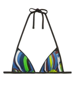 PUCCI Iride Print Triangle Bikini Top Blue FARFETCH