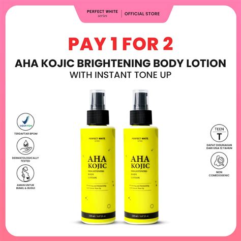 Jual PERFECT WHITE Buy 1 Get 1 AHA Kojic Brightening Body Lotion