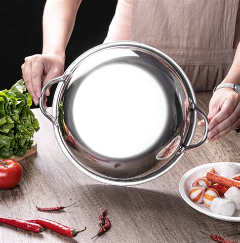 Stainless Steel In Separate Steamboat Hot Pot Divider Pot No Divider Glass Lid Cm Cm