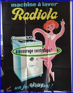 Affiche Originale Radiola Machine Laver Ren Ravo Imprimerie Bedos