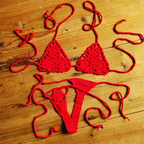 Sexy Crochet Bikini Set Crochet Thong Crochet Bra Flower Beach Wear