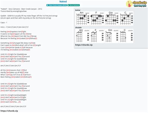 Chord Naked Tab Song Lyric Sheet Guitar Ukulele Chords Vip