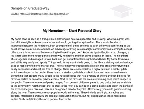 ⇉My Hometown - Short Personal Story Essay Example | GraduateWay