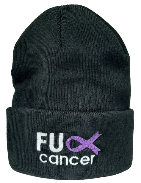 Fuck Cancer Embroidered Winter Hat Beanies Multiple Ribbon Etsy