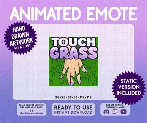 Touch Grass Animated Emote Animated Static Touch Grass Emote Animated Text Emote Animated Meme