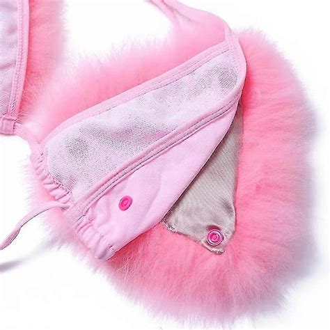 Women S Faux Fur Halter String Triangle Bikini Sets Two Piece Swimsuits Fruugo UK