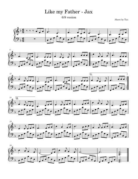 Like My Father Jax Jones Like My Father Jax Sheet Music For Piano