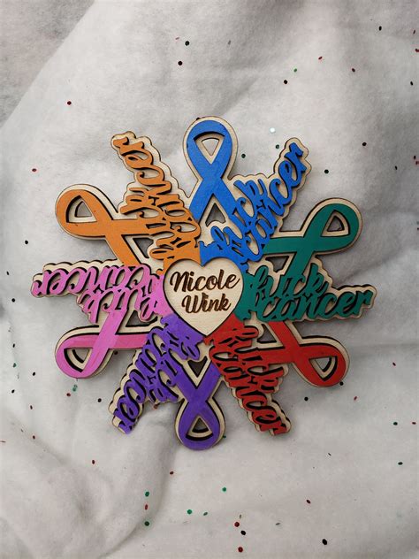 Fuck Cancer Ribbon With Heart Center Snowflakes Glowforge Laser Cut Files SVG DIGITAL FILE