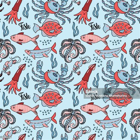 vetores de patern sem emenda  alimento de mar   illusration