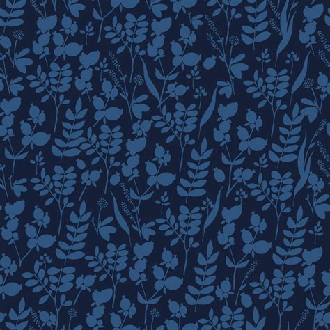 dark blue floral pattern  herbs  leaves  vector art