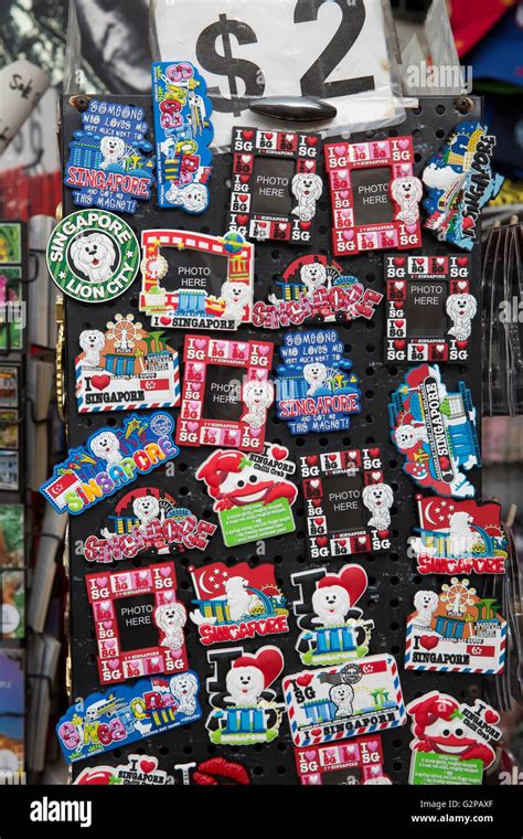 Fridge magnets on a stand in Chinatown in Singapore Stock Photo - Alamy