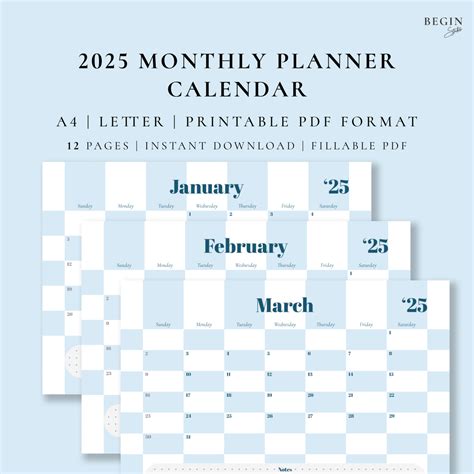 2025 Monthly Planner Printable | Dated Calendar Pages | Digital 2025 ...