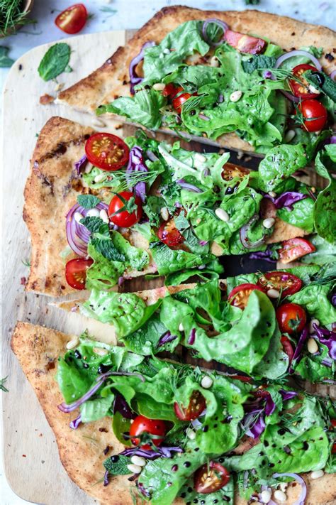 Delicious Salad Pizza Soy Free Vegan Two Spoons