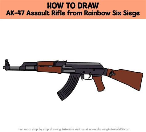 How To Draw Ak 47 Assault Rifle From Rainbow Six Siege Rainbow Six