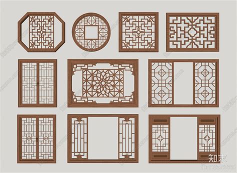 新中式镂花窗su模型下载【id1127487880】知末su模型网