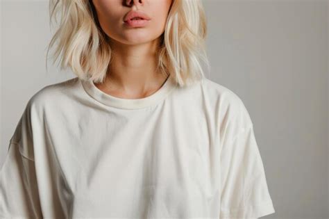 White Tshirt Mockup Youth Blonde Hair Generative Ai Premium Ai Generated Image