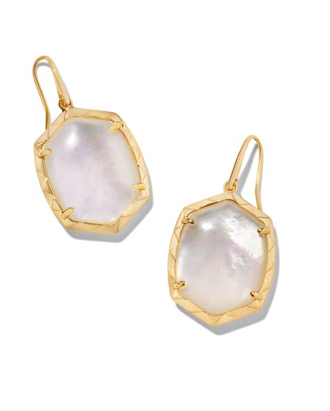 Daphne Gold Drop Earrings In Ivory Mother Of Pearl Kendra Scott