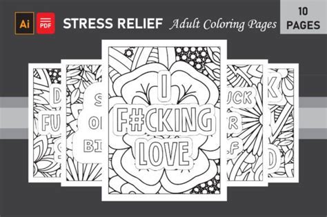 Stress Relief Adult Coloring Pages Graphic By Azzziz · Creative Fabrica