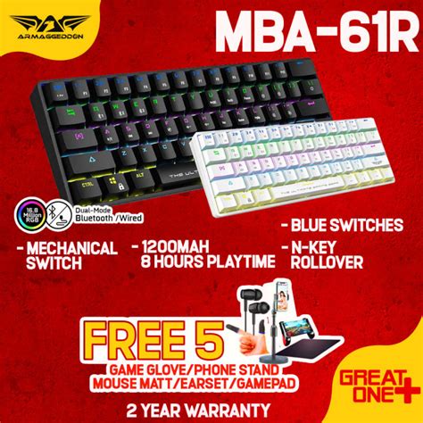 Armaggeddon MBA R Bluetooth Wireless Mechanical Keyboard RGB N Key Rollover Hot