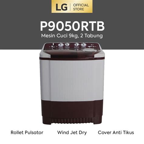 Jual LG Mesin Cuci 9 Kg 2 Tabung P9050RTB Indonesia Shopee Indonesia