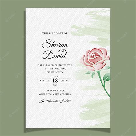 Plantilla De Invitación De Boda Con Decoración De Flores Y Hojas De Rosas Burdeos Y Marrones