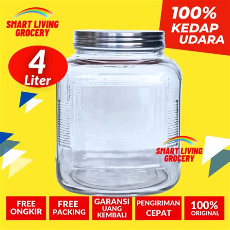 Jual TOPLES KACA KEDAP UDARA 4 LITER TOPLES BOTOL JAR TEMPAT WADAH