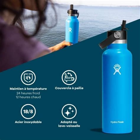 Hydro Flask Gourde Isotherme Ml Oz Avec Bouchon Antifuite Et