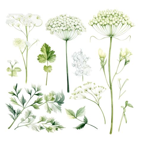 Premium Vector Beautiful Watercolor Queen Annes Lace Flowers Clipart