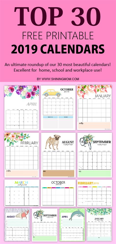 2019 Planning Calendar Printable