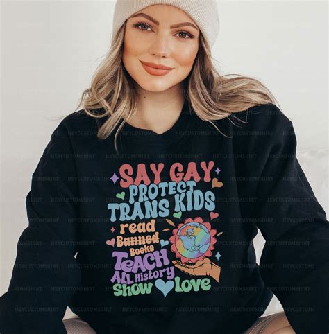 Retro Say Gay LGBT Sudadera Camisa Del Mes Del Orgullo LGBT Apoyo A Los Trajes Comunitarios