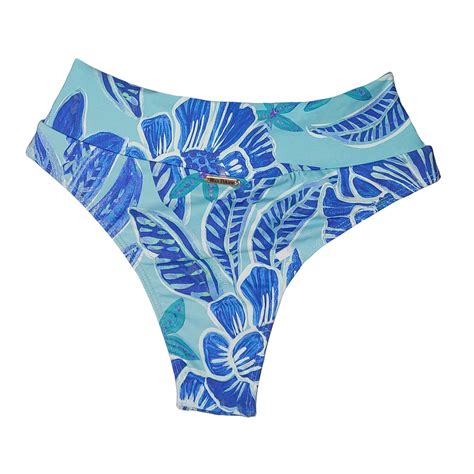 Calcinha De Biquíni Quatro Ilhas Folhas Azul Ilha Bikini