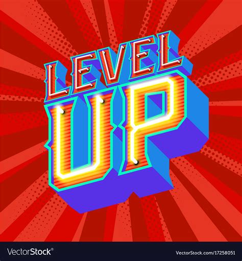 Neon Lettering Level Up Royalty Free Vector Image