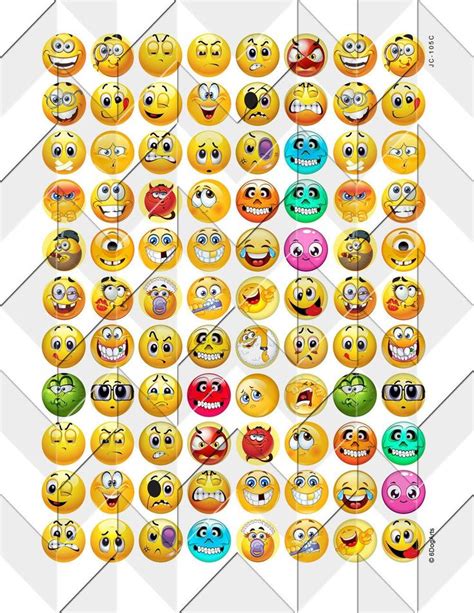 Smileys Emoji Digital Collage Sheets Printable Downloads For Bottle