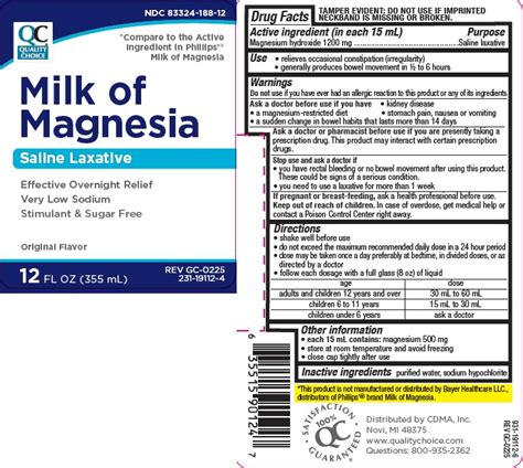 Milk Of Magnesia Original Magnesium Hydroxide Liquid
