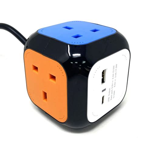 4 Gang Magic Cube Socket With Usb Ports Black Extrastar Electrical Uk