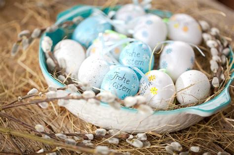 Easter Pussy Willow And Blue Easter Egg On Wooden Background Ha Stock Photo Image Of Copy