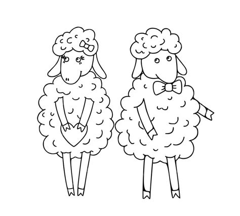 Premium Vector Pair Of Sheep Girl And Boy In Love Valentines Day