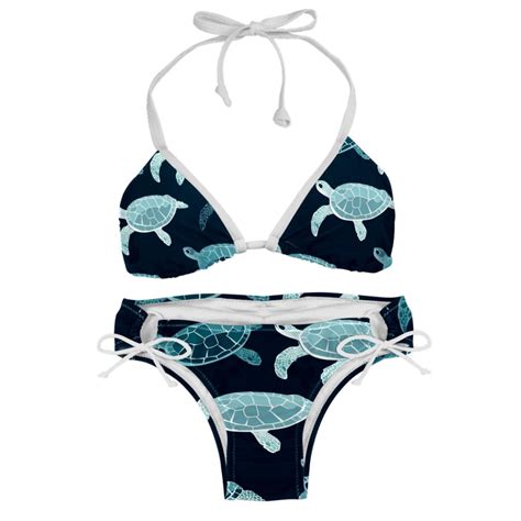 Turtle Seamless Swim Wear Bikini Set With Detachable Sponge Adjustable Strap Two Pack For