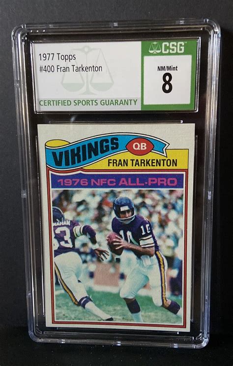 1977 Topps 400 Fran Tarkenton All Pro Minnesota Vikings CSG 8 NM