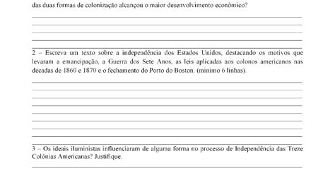 Exercícios Sobre Os Estados Unidos 8 Ano Com Gabarito - FDPLEARN