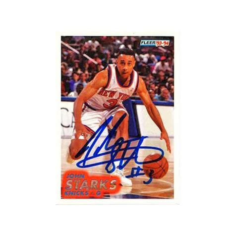 John Starks Autographed And Inscribed Fleer Trading Card