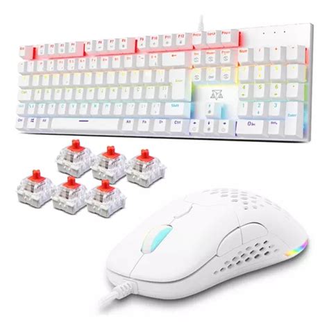 Kit Teclado E Mouse Teclado Mecanico Shuriken Fio Gamer Abnt Pc Hot Swap Switch Red Full